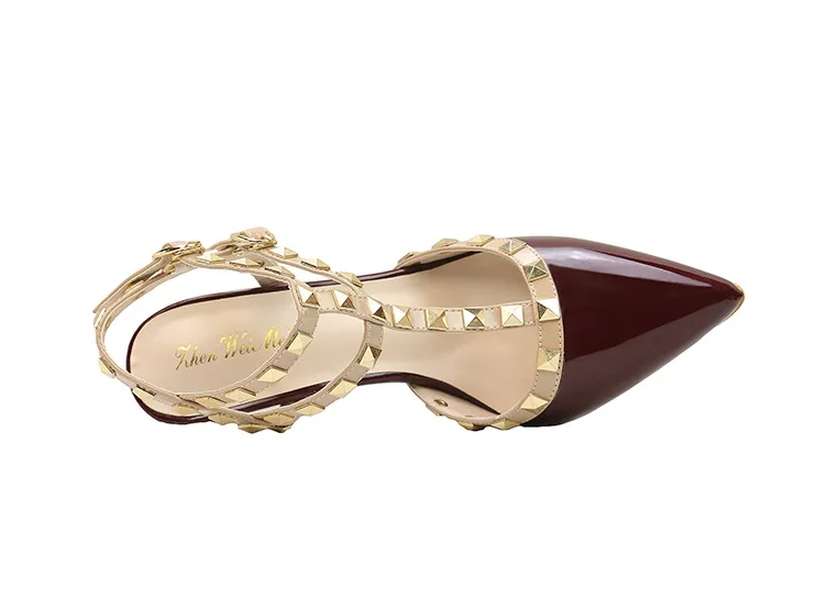 AGUTZM Women Pumps Ladies Sexy Pointed Toe High Heels Fashion Studded Stiletto Rivet High Heel Sandals Shoes Large Size
