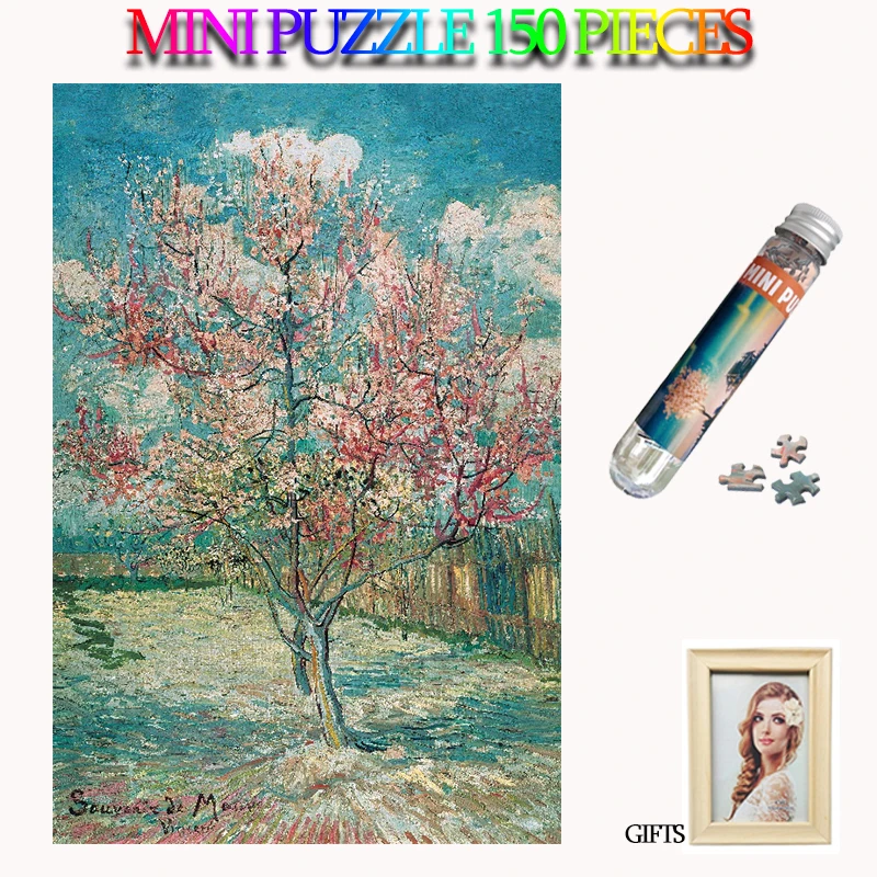 

MOMEMO Peach Tree 150 Pieces Jigsaw Puzzles Mini Paper Adults Tube Puzzle 150 Pieces Paper Old Master Puzzle for Kids Teens Gift