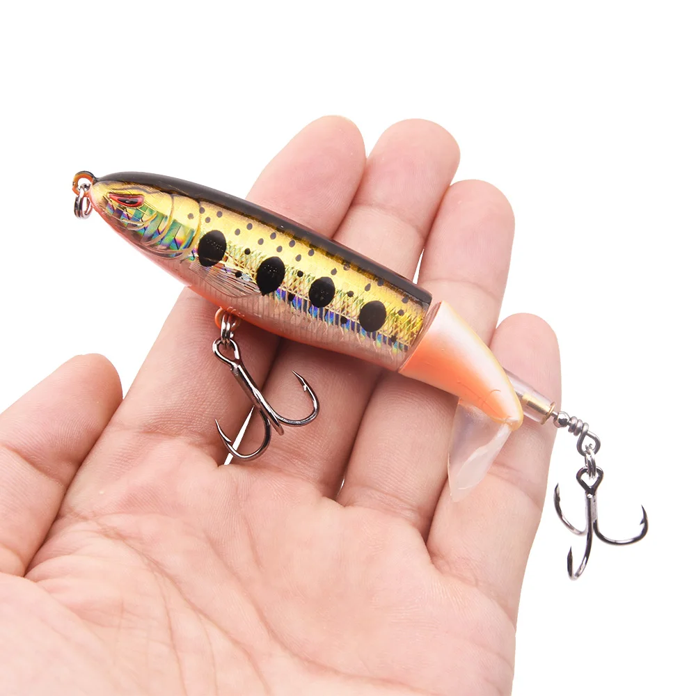 Isca de Pesca Lote Whopper Plopper 100mm 13g Flutuante Popper Lápis Artificial Duro Isca Wobbler Rotação Cauda Pesca Equipamento 3 Pçs - 5 flutuante popper isca de pesca lápis artificial