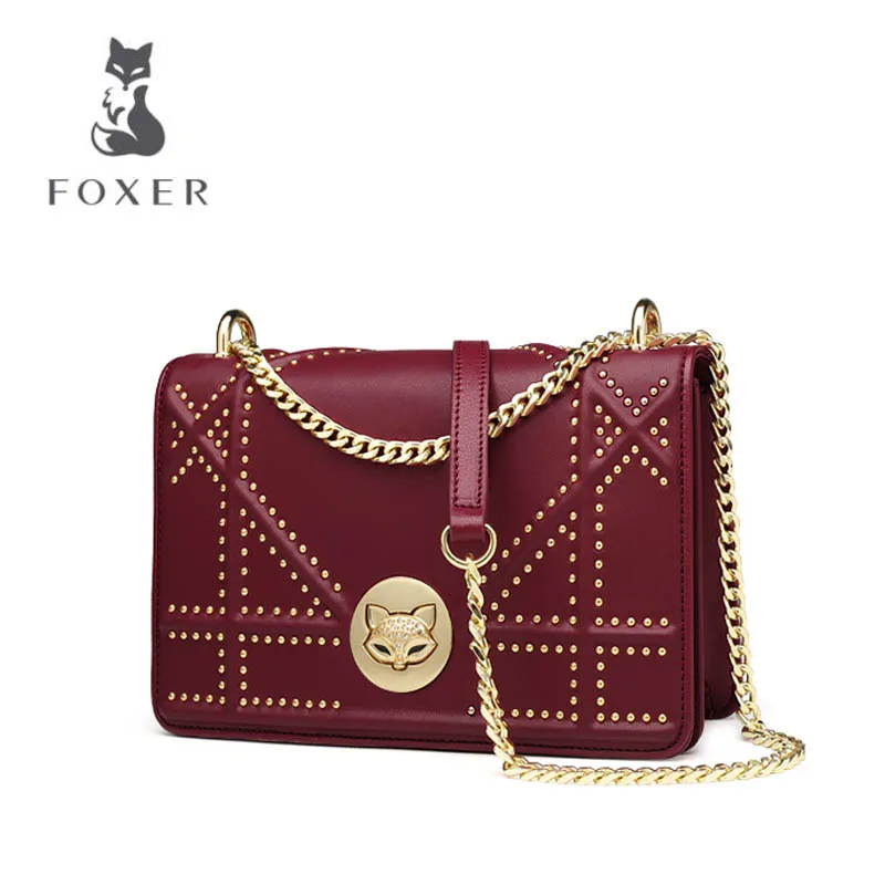 

FOXER 2018 New women leather bag fashion Small square bag luxury women handbag chain shoulder bag Handbags & Crossbody bags