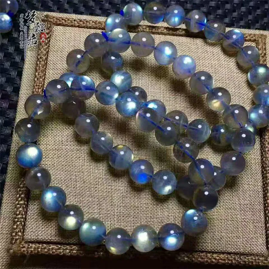 

Genuine Natural Labradorite Moonstone Quartz Crystal Round Bead Bracelet For Women Female AAAA 7mm 8mm 9mm 10mm 11mm