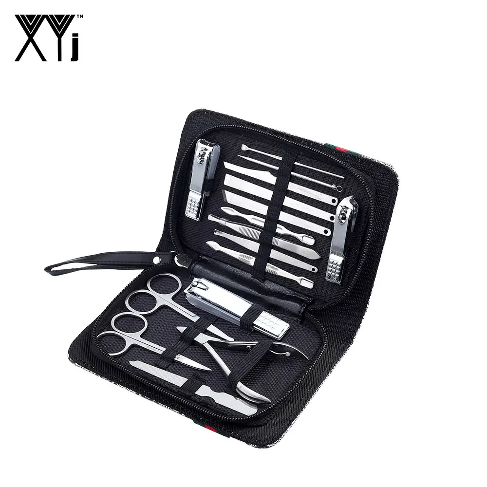 XYj 16 PCS/Set Manicure Set Nail Clippers with Catcher Manicure Tools Kit Nail Art Tools Toe Nail Care Pedicure Kit with Case