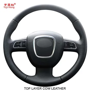 

Top Layer Genuine Cow Leather Car Steering Wheel Covers Case for Audi A3 (8P) A4 (B8) A5 2008-2010 A6 (C6) 2007-2011