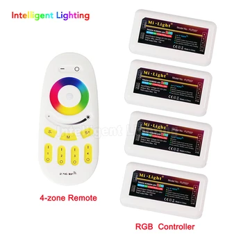 

2.4g 1 x Touch RF Wireless Remote RF Controller + 4x LED RGB Controller adjustable Luminosity For 5050 & 3528 Led Strip Light