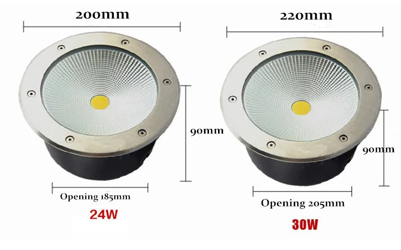 US $52.33 24W 30W LED Underground Light Waterproof IP68 COB Ground Garden Path Floor Lamp Outdoor RGB Buried Yard Lamp Landscape Light