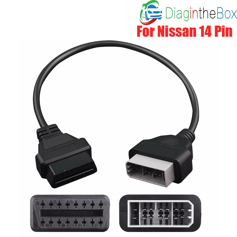 OBD2 14 Pin к OBD OBDII 16 Женский кабель адаптер для Nissan разъем диагностического кабеля ODB 2