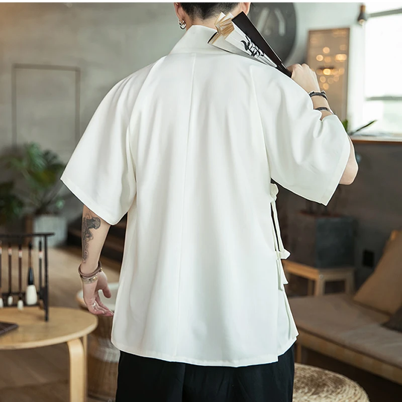 Chinese Style Shirts Men Summer Casual Vintage Mens Shirts Fashion Print Male Cotton Linen Male Clothing