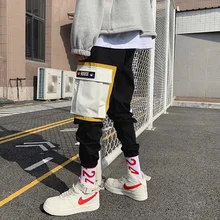 2019 Promotion Only Today Cargo Pants For Men Black Pocket Spliced Designer Fashion Streetwear Hip Hop Male Cargo Pants