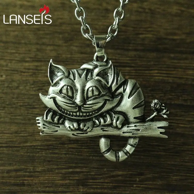 Lanseis 1 шт. Викинг Чеширский кот женское ожерелье кулон свитер цепь милый кот животное ювелирные изделия