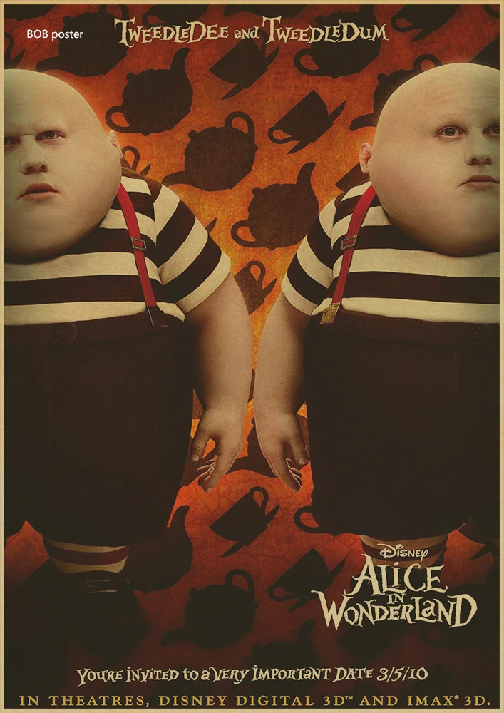 Классический ретро фильмы Винтаж крафт бумага плакат Алиса в стране чудес фильм бар кафе Паб стены стикеры краски ядро