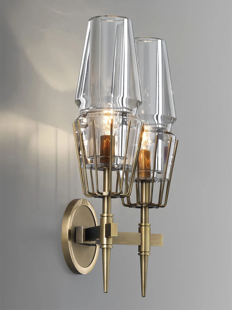 Indústria de Cobre Arte em Vidro Lâmpada de Parede Cabeça de Personalidade Estilo Loft Nordic Americano Retro Máquina Corredor Quarto Simples Archaize 14 Lâmpada de Parede Cabeça de Personalidade Simples Archaize