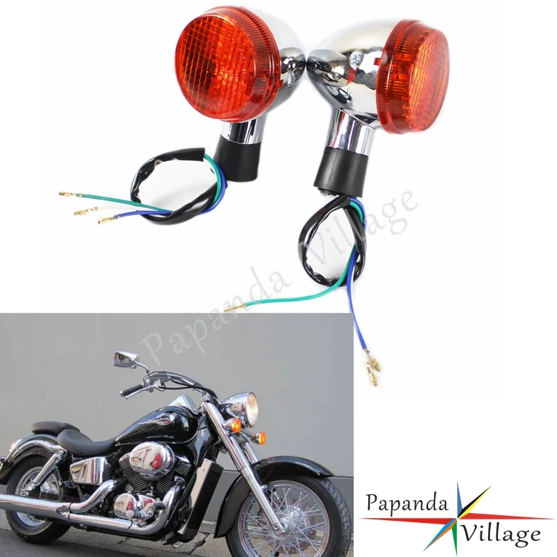 Papanda мотоцикл Хромированная передняя Поворотная сигнальная вспышка мигалка лампа для Honda Shadow 400 750 VT750 04-07