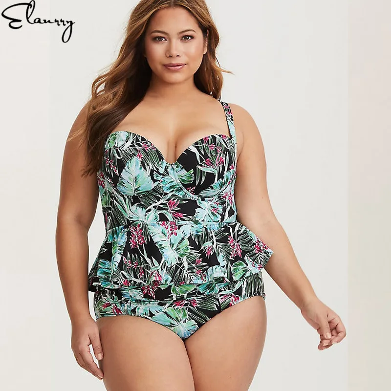 

Plus size Swimwear For Women Swimsuit Female Vintage Bikini Swimming Tankini Bather Beach Wear Push Up Print Maillot De Bain