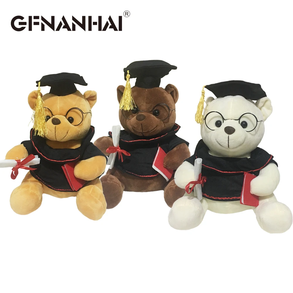 

1pc 18cm kawaii Dr. Bear plush toy stuffed soft cute Teddy bear animal dolls Graduation bear for kids children birthday gift