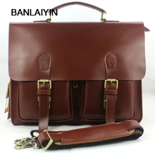 WholeTide High Class Genuine Leather Briefcase Portfolio Men Briefcase Leather Business Bag 14″laptop Bag Tote Office Bag Male