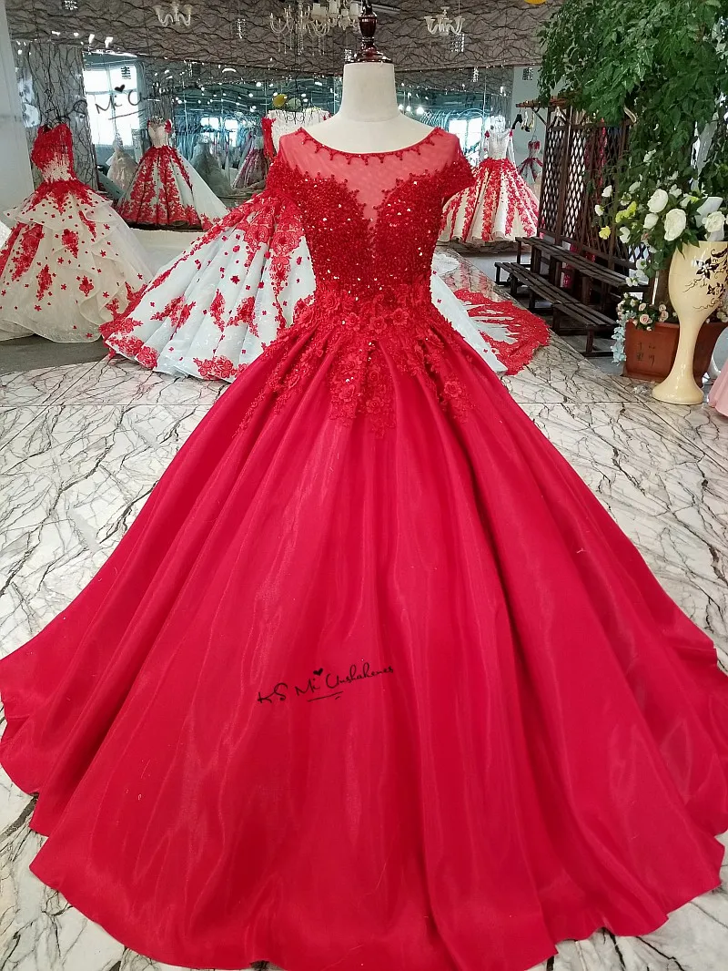 Готическое атласное красное свадебное платье с объемными цветами и кружевными бусинами, Abiti Da Sposa, с коротким рукавом, Boho, свадебные платья с бантом