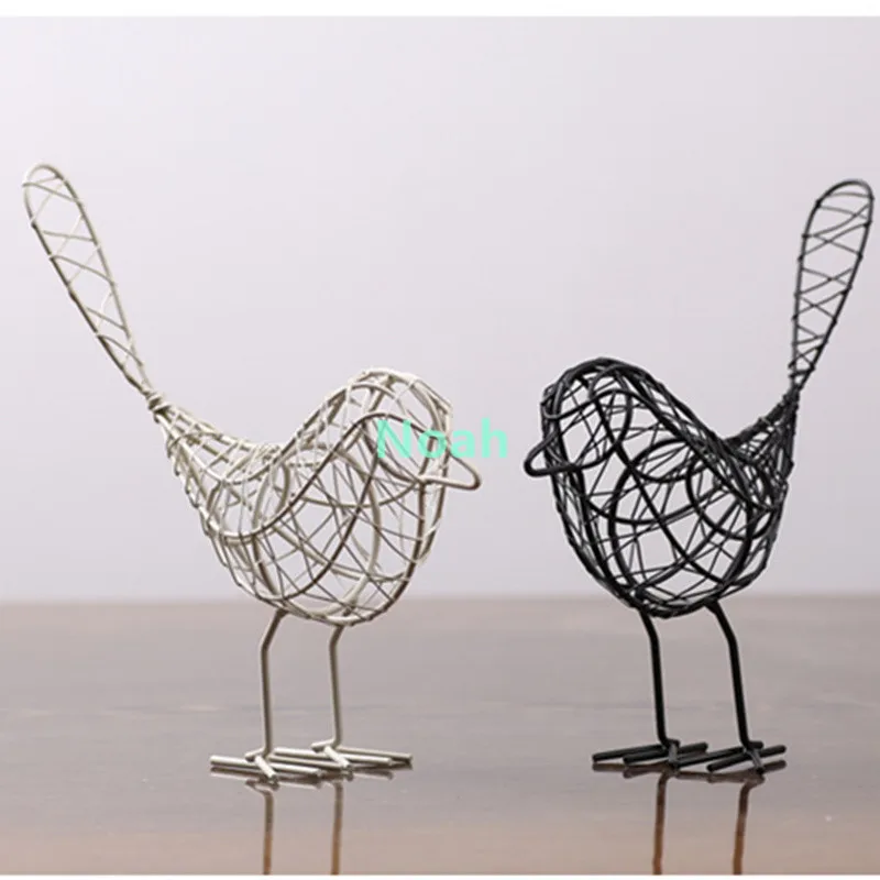 

2 Colors Iron Bird Figurines Abstract Bird Miniatures Vintage Animal Figurine Home Decoration Creative Gift Souvenirs 21CM B251