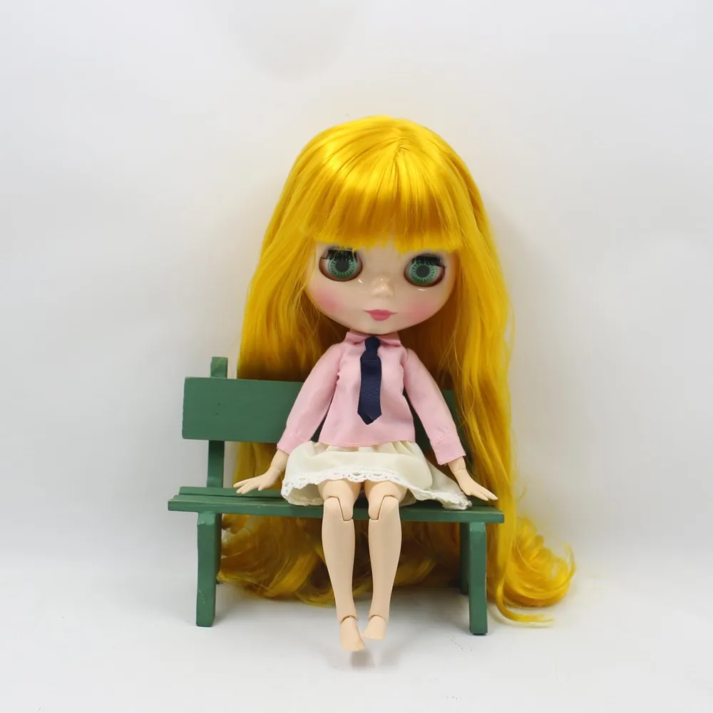 Neo Blythe Doll with Blonde Hair, Natural Skin, Shiny Cute Face & Custom Jointed Body 1