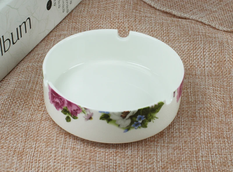 Bone china ashtray, ceramic ash tray for table deco, blooming design, porcelain cigar ashtray