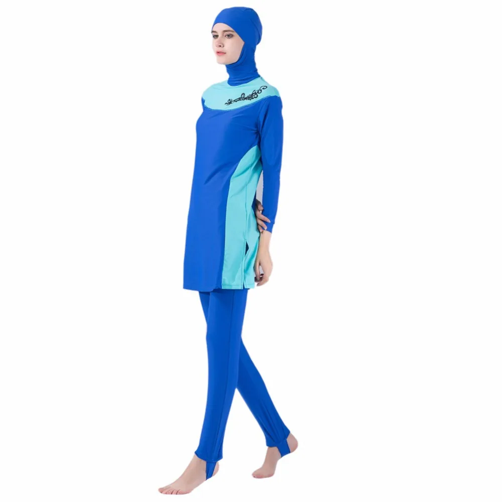 Скромные купальники полный охват исламские купальники бикини с высоким воротом Женщины мусульманин купальники женские купальные костюмы хиджаб купальник