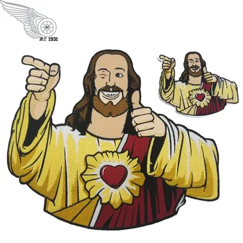 

Funny Jesus Christ Embroidered Patch Iron Patches For Clothing Full Back Size