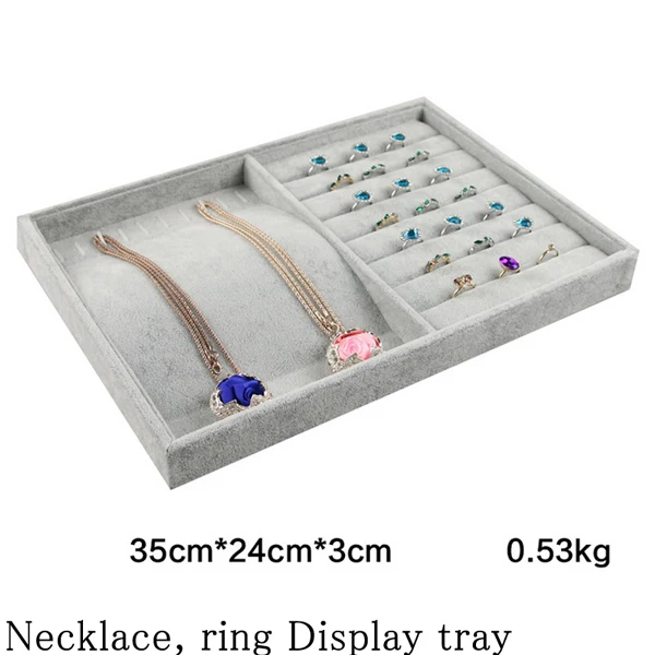 Горячая серое бархатное кольцо браслет ожерелье часы кулон wek-jin серьги-гвоздики ручной catenary ювелирные изделия лоток пластина витрина дисплей - Цвет: ring Necklace tray