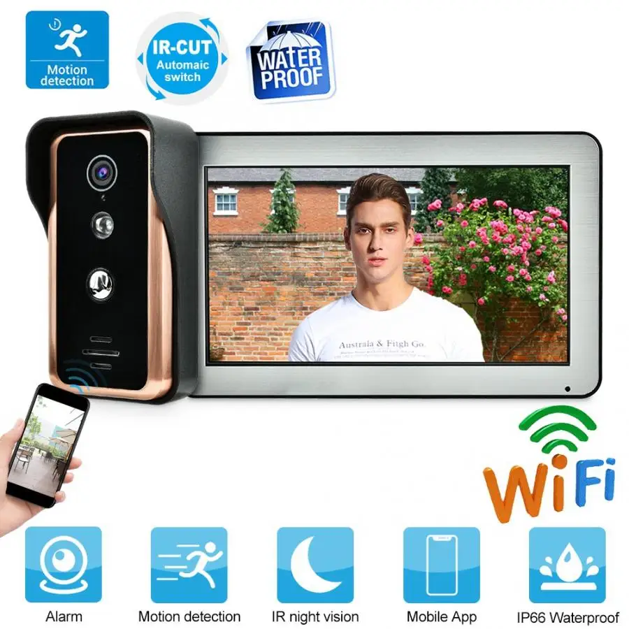 

100-240V 10inch WiFi Wired Video Doorbell APP Remote Video Monitor Camera doorbell
