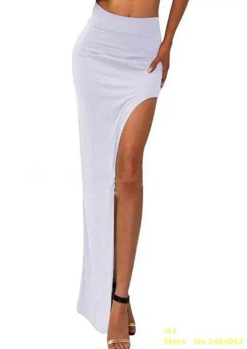 VISNXGI Новая летняя Высокая талия модная Очаровательная сексуальная женская юбка открытая боковая раздельная юбка размера плюс 7 цветов на выбор - Цвет: D001 White