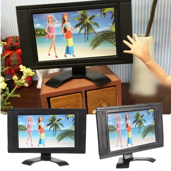Wholesale Hot Miniatura Plastic Doll Furniture Flat Screen Detachable
