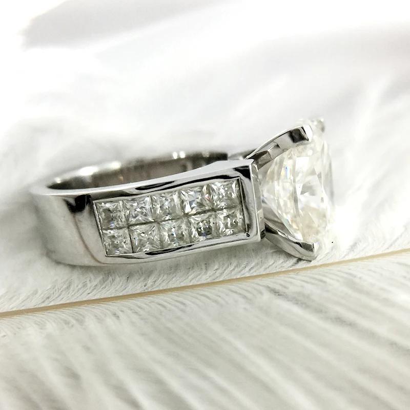 AEAW 4 Carat ct DF Подушка помолвка и свадьба Moissanite бриллиантовое кольцо для женщин Подлинная 14K 585 Белое золото(тяжёлый стиль