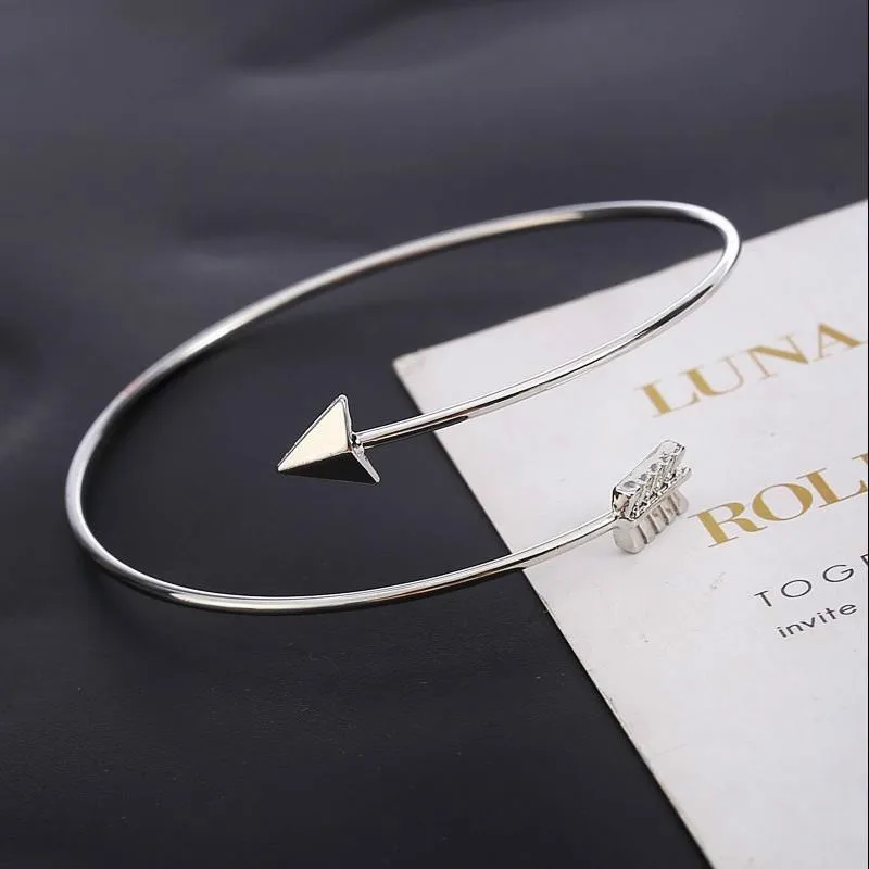 

1 Pcs Sell Adjustable Arrow Cuff Bracelets for Women Fashion Simple Gothic Wrist Feather Bangles Gift Jewelry Wholesale