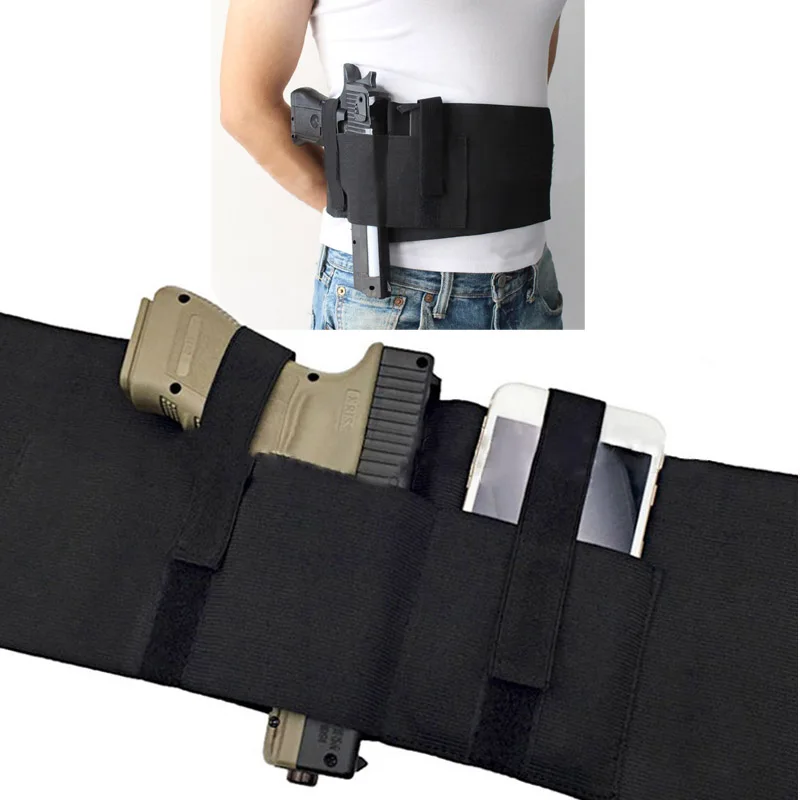 

Tactical Adjustable Hunting holster Elastic Belly Band Holster Concealed Carry With Pocket Hunting Waistband Belt Accessory