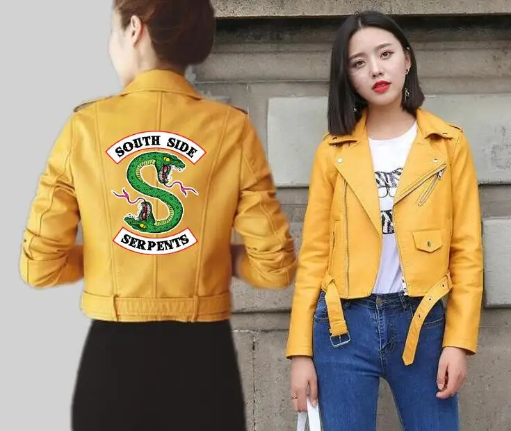 low cost  BF 2019 Riverdale Women PU Leather Jacket Fashion Motorcycle Jacket Short Southside Serpents Artifi