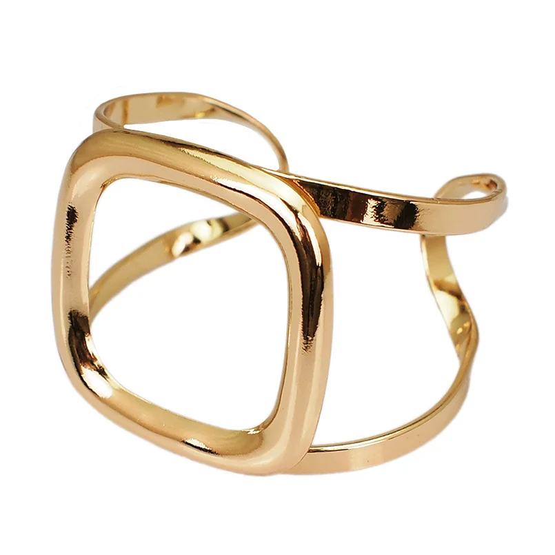 MANILAI сплав выдалбливают контракт стиль браслеты для женщин себе Femme металлический жесткий браслет аксессуары ювелирные изделия - Окраска металла: Gold