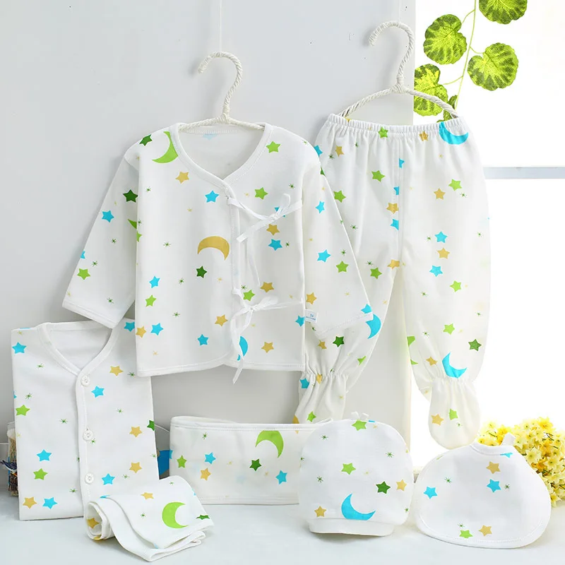 

Retail 2019 new Infant Clothes Baby Clothing Sets Boys girls Cotton Cartoon printing tops+pants 7pcs Baby Clothes Baby's Sets