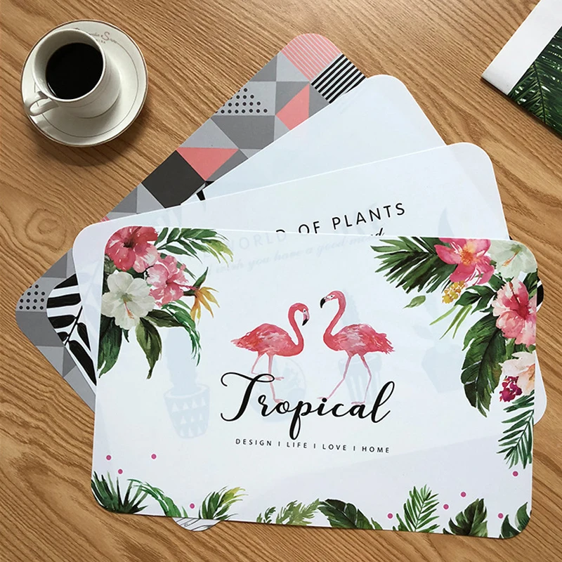 الإبداعية أدوات المائدة الطعام لجدول حصيرة ورقة فلامنغو الصبار عاء كوستر عدم الانزلاق مقاومة للحرارة المفارش الوقايات الفردية