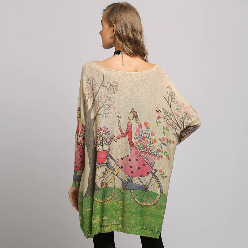 XIKOI New Woman Sweater Oversize Long Batwing Sleeve Pullovers O-Neck Knitted Fashion Casual Regular Girl Print Clothes XIKOI New Woman Sweater Oversize Long Batwing Sleeve Pullovers O-Neck Knitted Fashion Casual Regular Girl Print Clothes