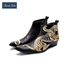 Кристиа Белла; модные роскошные мужские ботинки; мужские Ботильоны из натуральной кожи; итальянская деловая модельная обувь; ковбойские ботинки без застежки