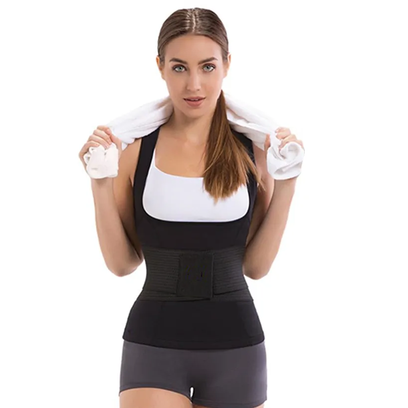 

CHENYE New Thermo Weight Loss Waist-Trimmer Slim Vest Sweat Sauna Body Shapers Slimming Belt SHIRT INSTANT TRAINER BLACK PLUS