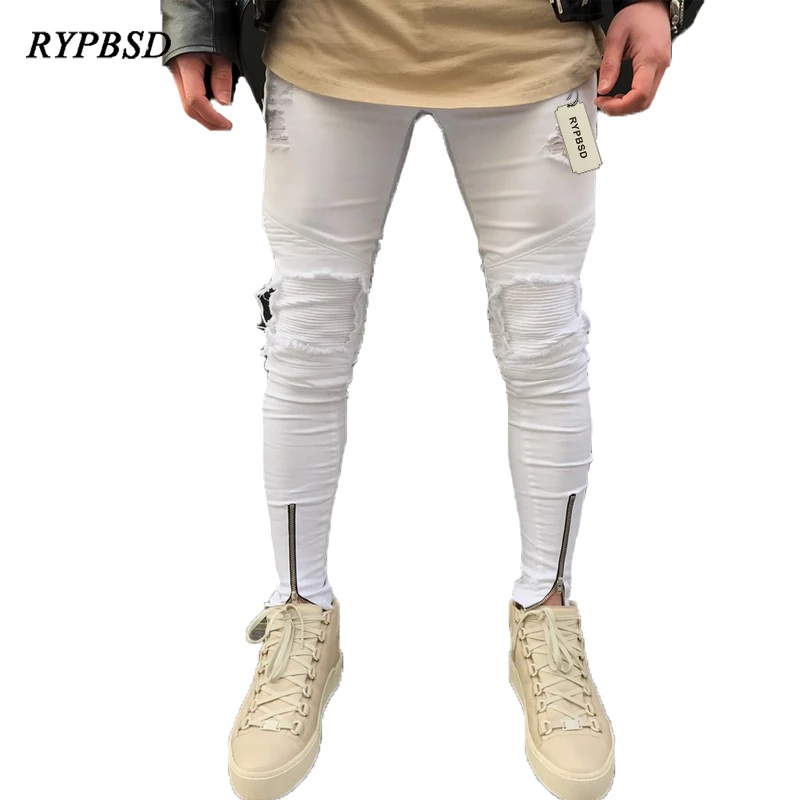 Autumn 2017 Zipper White font b Jeans b font font b Men b font Casual font