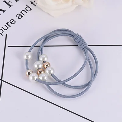 light blue Новинка, модные женские резинки для волос с жемчугом для девочек, резинки для волос, повязки на голову, аксессуары для волос - Цвет: light blue