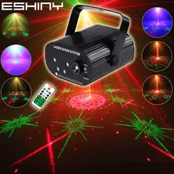 Eshini Mini RGB 4 объектива 96 шаблонов лазерный проектор синий светодиодный клуб дома вечерние Бар Диско DJ Xmas танцевальное освещение эффект света