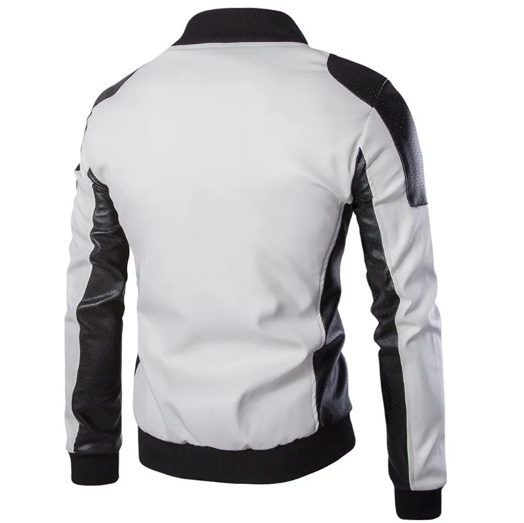Новая Осенняя мотоциклетная кожаная куртка со стоячим воротником, тонкие мужские кожаные куртки, пальто в стиле ретро, на молнии, искусственная кожа, мужская куртка, 5XL