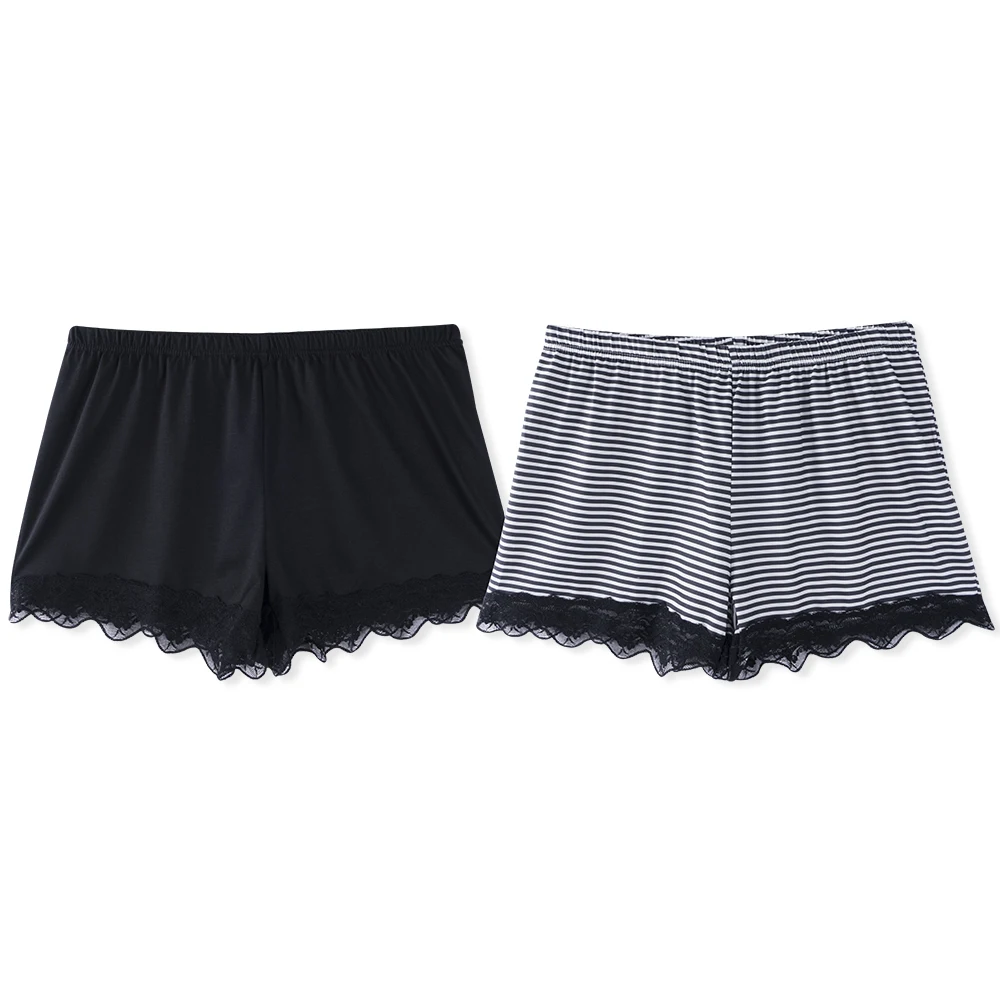

Neatie kiddie Women Print Two Pieces Summer Night Sleepwear Shorts Elastic Waist Lace Patchwork Female Sleep Bottoms Home Clothe