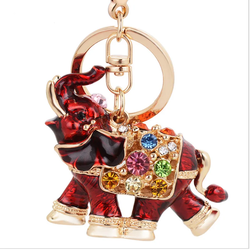 Fashion Crystal Rhinestone Elephant Keychains Car Key Chains Animal