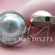 Огромные жемчужные сережки, 20 мм, серое, Южное море, жемчужные серьги, 925 серебро, красивый стиль, модные женские ювелирные изделия,, FN1679