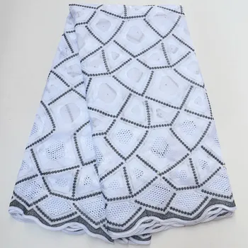 

Black White African Cotton Swiss Voile Lace Fabric High Quality Swiss Voile Lace In Switzerland For Men and Women dress AD891