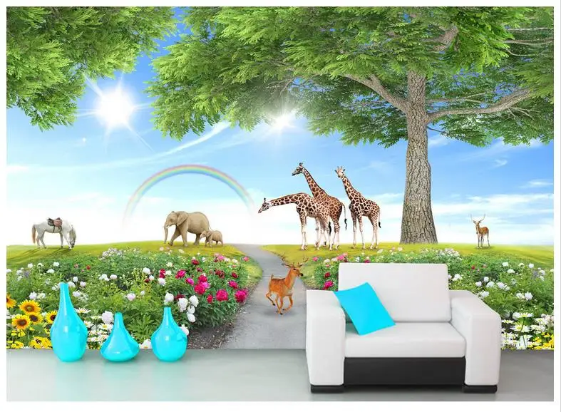 

3D wall murals wallpaper custom picture mural wall paper HD tree animal world children room dream TV background wall home decor