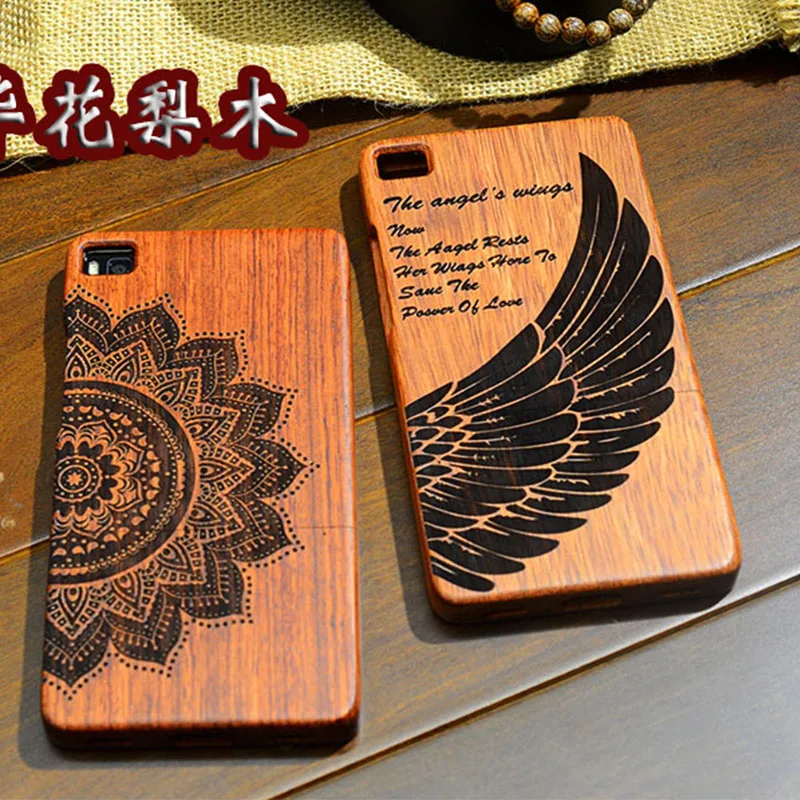 

YueTuo luxury real genuine rosewood case for huawei ascend p8 p 8 by fashion wooden laser carving phone cover cases wood