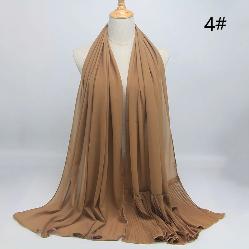 COLOR4 no pearl Длинный шарф в стиле пэчворк, популярный шифоновый шарф с пузырьками, хиджаб с жемчужной складкой, шарф с швом, мусульманские шарфы - Цвет: COLOR4 no pearl
